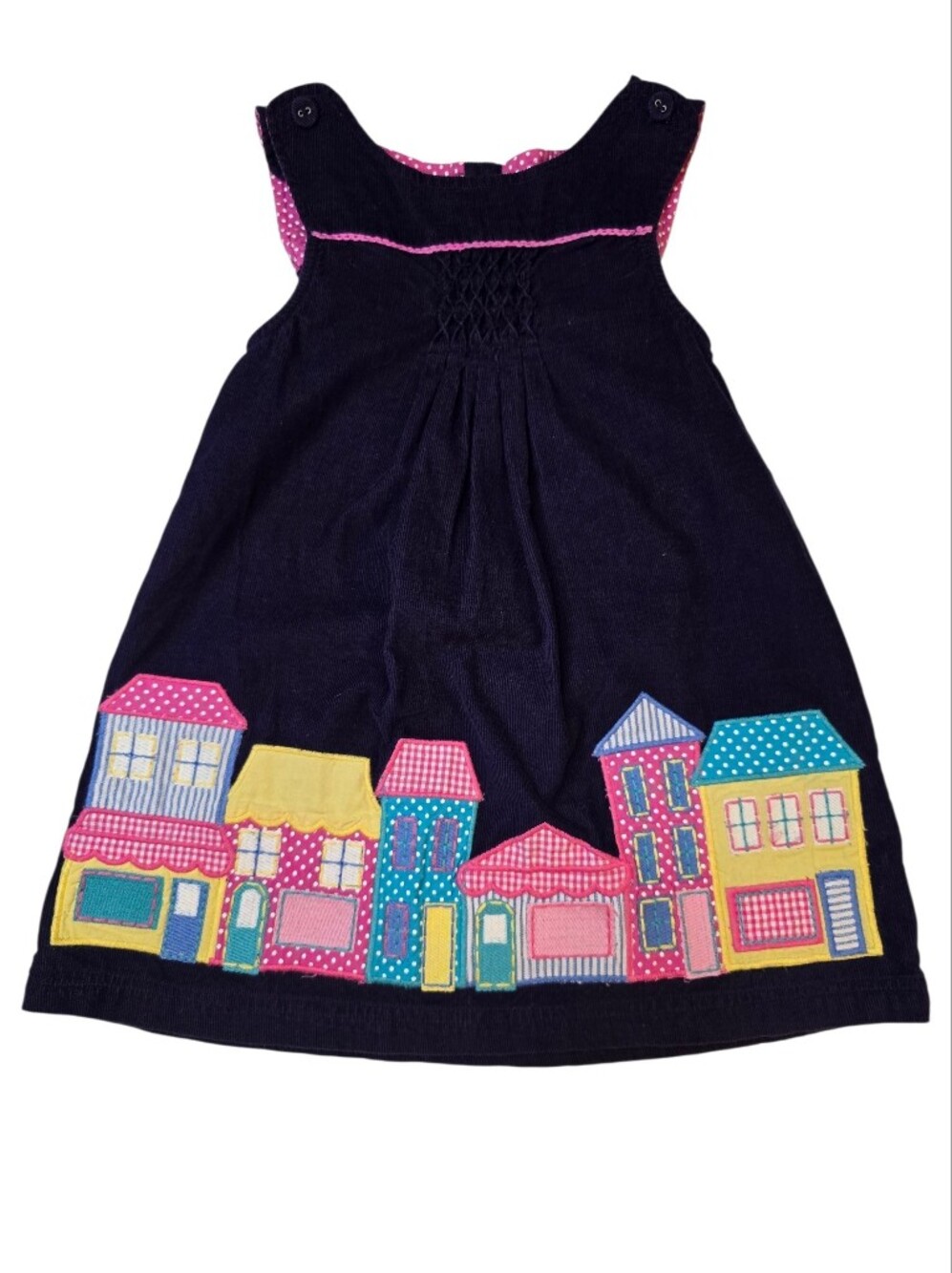Jojo Maman Bebe Corduroy Dress with Cityscape Appliqué
